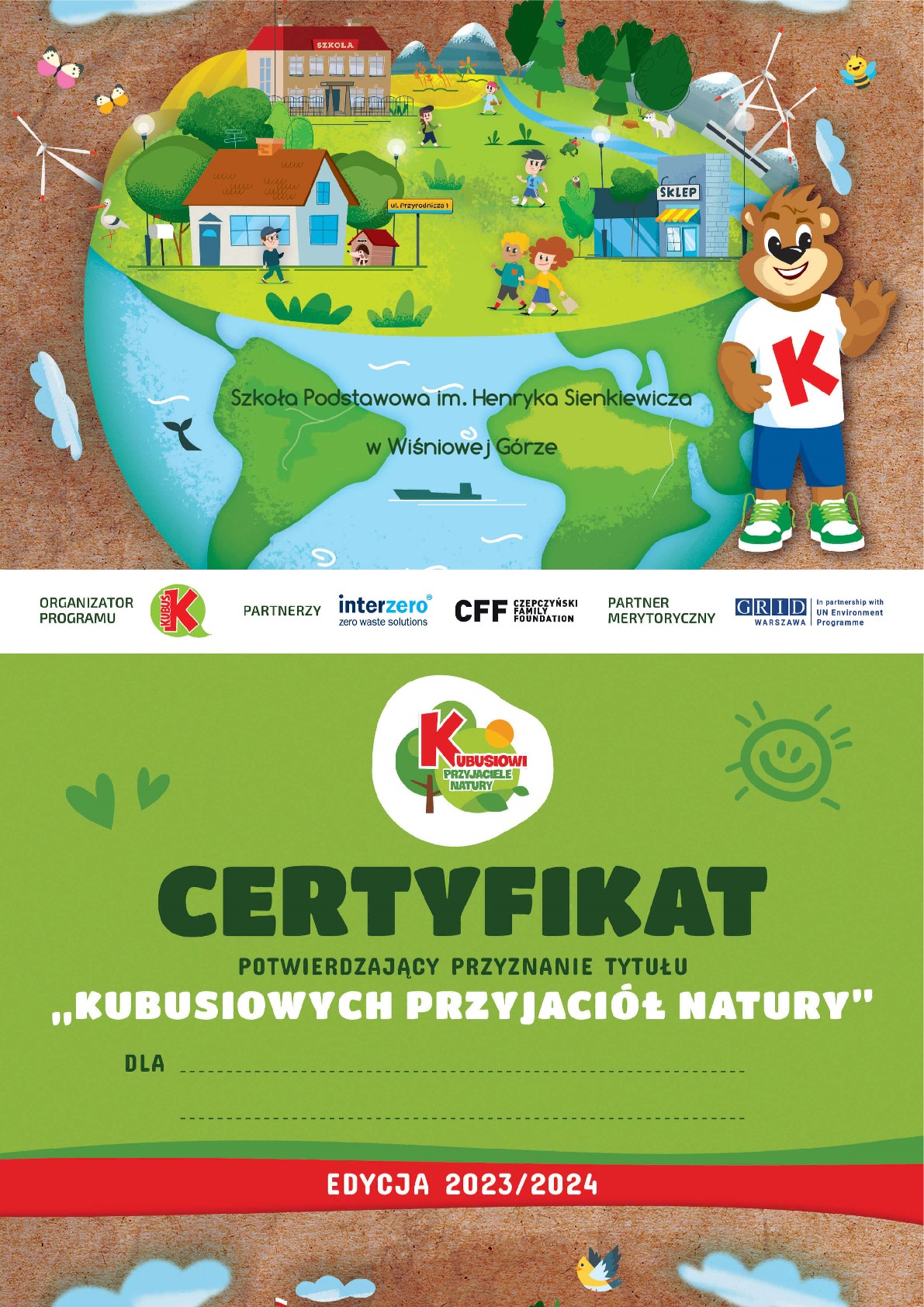 Kubusiowi Przyjaciele Natury - Certyfikat - 2024