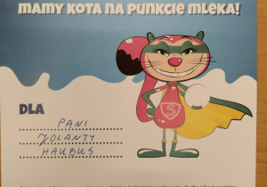 Dyplom - Mamy kota na punkcie mleka - dla p. J. Haubus - 2022