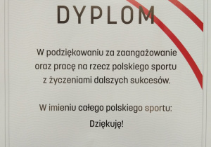 Dyplom od Ministra Sportu i Turystyki - 2022