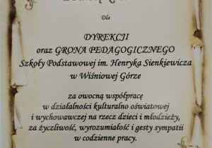 Podziękowanie od Biblioteki w Andrespolu - 2018