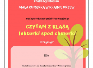 Klasa 3c – Międzynarodowy projekt edukacyjny – CZYTAM Z KLASĄ lekturki spod chmurki – Moduł I - 21.12.2020