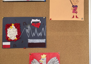 Tablica z z pracami konkursowymi.