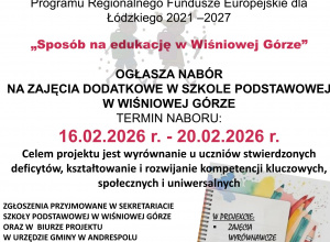 Nabór do projektu "Sposób na edukację w Wiśniowej Górze"