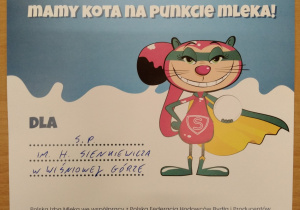 Dyplom - Mamy kota na punkcie mleka - dla SP Wiśniowa Góra - 2022